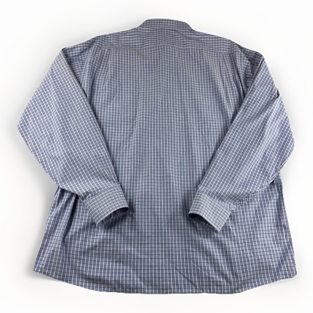 Tommy Hilfiger Shirt Mens 17 Blue Plaid Regular Fit Stretch Wrinkle Resistant - Picture 2 of 7